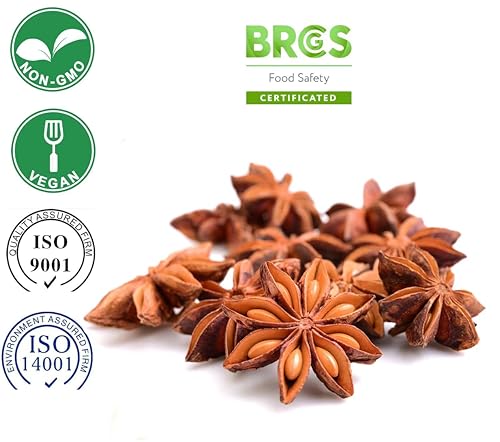 Besway Chinese Star Anise 7 oz, Whole Star Anise, Fresh, Pure and Dried Anise Pods, Great for Cooking, Baking and Tea (200g)
