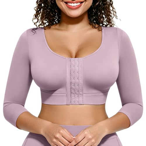 Image of FeelinGirl Arm Shaper for Women Post Surgery Arm Lipo Compression Sleeves Slimming Arm Faja Front Closure Shapewear Bra