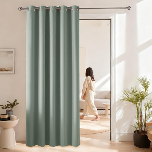 RYB HOME 60 inch Wide Blackout Sliding Door Curtain for Living Room