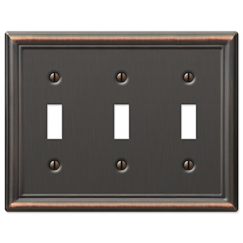 Image of Amerelle 149TTTDB Chelsea Wallplate, 3 Toggle, Steel, Aged Bronze, 1-Pack