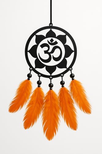 Image of CASSARINA Handmade Dream Catcher Car Ornament - Stylish Rear View Mirror Hanging Accessory - Elegant Car Interior Decoration - Good Luck & Positive Energy Charm (1, Emblem Om)