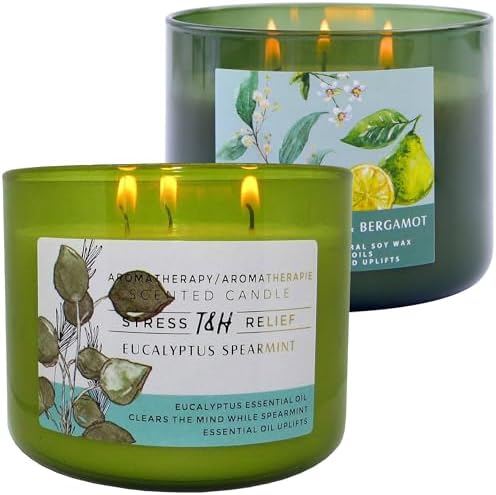 T&H Eucalyptus Spearmint & Fresh Eucalyptus Bergamot 3 Wick Scent...