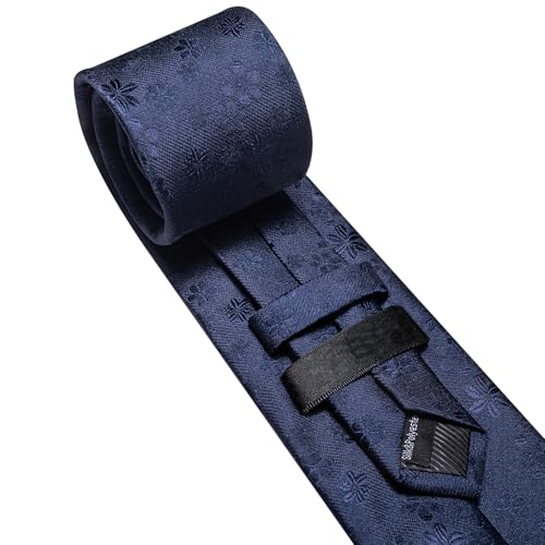Image of Barry.Wang Men Tie Set Floral Paisley Silk Necktie Pocket Square Cufflinks Formal Wedding Party Business
