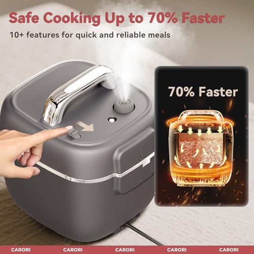CARORI Electric Pressure Cooker 3QT, 8-Function Compact Multi-Cooker with Ceramic Nonstick Pot for Saute, Pressure Cook, Slow Cook, Meat Stew, Rice, Delay Start, Keep Warm, Safe Venting, Gray by carori - Image 8