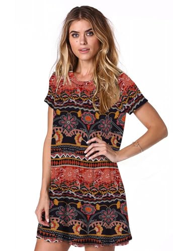 Image of Alaster Women's Casual Summer T Shirt Dress Loose Short Sleeve Tunic Dress with Pocket for Women