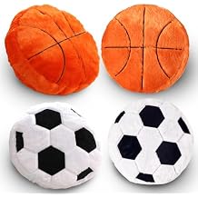 Plush Ball Pillow Set of 4, Fluffy Round Sports Throw Pillows, Decorative Cushions for Couch, Bed, Sport Room Decor, Gift for Home Decoration15.75 Inch