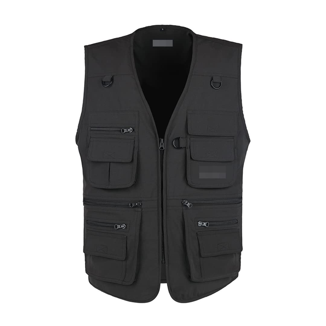 Chaleco de pesca de gran tamaño para hombre, sin mangas, chaleco negro para trabajo al aire libre