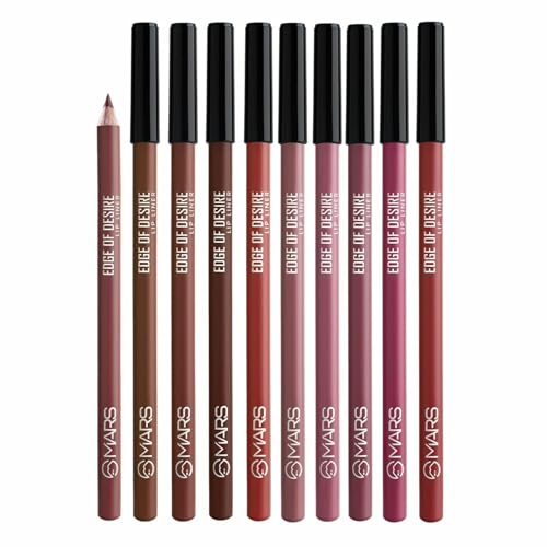 Image of Matte Lip Liner with Holder Set of 10 | One Swipe Smooth Application | Long Lasting & Travel Friendly Lip Pencil | Multicolor | Set-B (1.4g x 10)-MRS