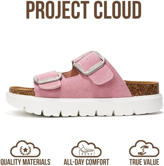 Project Cloud 100% Genuine Leather Platform Sandals Women Footwear - Wedge Chunky Slides for Women 2026 with Memory Foam Insole & Cork Footbed Womens Sandals (GreeceChunky) - Image 4