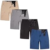 Visive Pack of 4 Cargo Shorts for Men Hybrid Big and Tall Camo Quick Dry 4-Way Stretch Camoflauge Golf Short Black - 32
