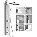 Ivanees Stainless Steel Shower Panel Tower System, Rainfall Waterfall Shower Head, Brushed Finish, 2Pcs ABS Body Jets
