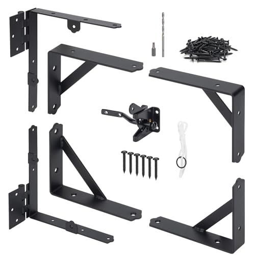 SANKINS Anti Sag Corner Brace Bracket, Heavy Duty No Sag Frame Kit with Self-Locking Latch, Black Hardware for Wooden Fence, Shed Doors, Driveway Gates, Corral Gates, Wood Windows