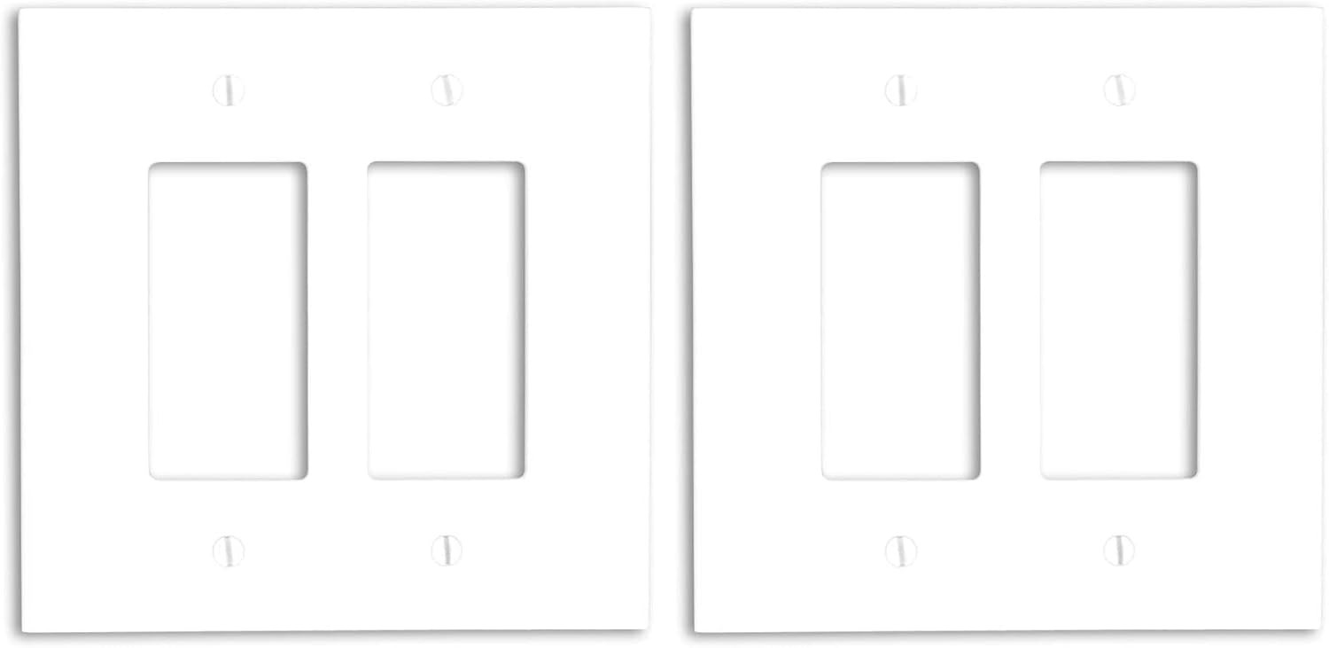 Leviton 2-Gang Decora/GFCI Device Decora Wallplate, Oversized, Thermoset, Device Mount, 88602, White