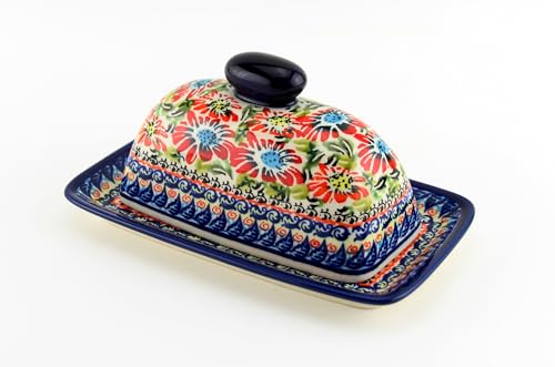 Polish Pottery Butter Dish with Lid 4.25