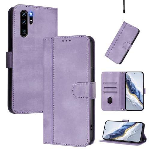 Pzwoxukhov Compatible with Huawei P30 Pro Case Cover,Compatible with Huawei P30 Pro with Card Slot,Stand Holder,PU Leather flip Shockproof Case Cover Purple