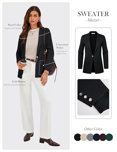 GRACE KARIN Blazers for Women Business Casual 2026, Black Sweater Blazer, Long Sleeve Open Front Suit Jackets