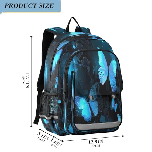 Sac à dos ordinateur portable enfant bleu cartable papillons