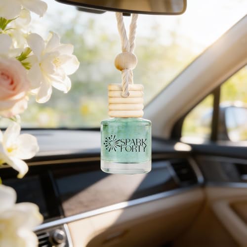 Image of Jasmine Car Perfume Car Air Freshener 30-Day Luxury Hanging Glass Diffuser, Perfume Gift for Men & Women, Rose & Citrus Long-Lasting Scent