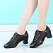Women Dance Shoes Leather Mesh Lightweight Breathable Fashion Latin Dance Shoes Comfortable Lace Up Ballroom Dance Pratice Shoes (Color : Black-5CM/1.96In, Size : 8)