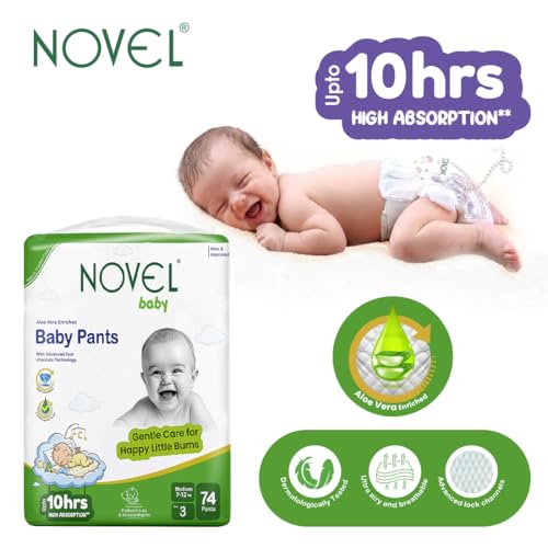 Image of Novel Pant Style Baby Diapers, Extra Large (XL), 54 Count | For babies of 7-12 Kg | 12 Hrs Leakage Protection | High Absorption, Soft & Gentle, Breathable Fit