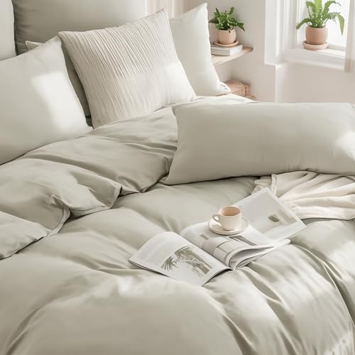 RUIKASI Bettwäsche 155x220 Baumwolle Beige - Baumwolle Bettwäsche-Sets 155x220cm 2teilig mit Reißverschluss, Baumwollbettwäsche Set Cotton… – Ansicht 4