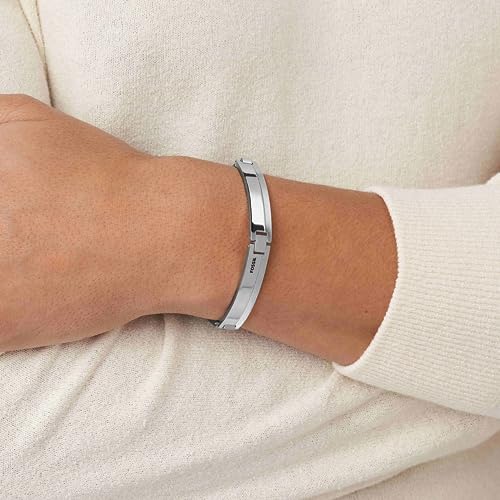 Image of Fossil Men's Plated Stainless Steel Engravable Personalized Gift ID, Chain or Cuff Bracelet for Men