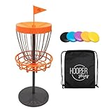 Hooper Skies Mini Disc Golf Basket - 30 Inch Disc Golf Game Set with 5 Mini Discs - Complete with a Black Storage Bag/Backpack