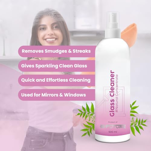 Image of BFUTURE Glass Cleaner Spray for Mirrors n Windows, Streak-Free Shine, Dust n Smudge Removal, Sparkling Clarity for Daily Housekeeping Use, 500ml