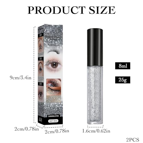 Leogony 2pcs Curling Smudge Proof Mascara, Diamond Glitter Mascara, Waterproof Long Lasting Sparkling Lash - Image 3