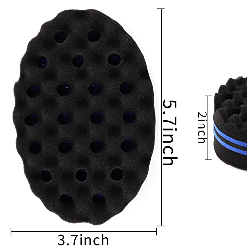 Clzemo 2Pcs Curl Sponge Set For Black Men And Women, Magic Twist Curls Hair Sponge Barber Brush And Gloves For Long Short Hair, Big And Small Holes Curling Sponges Comb For Barber Hair Styling #TOP1