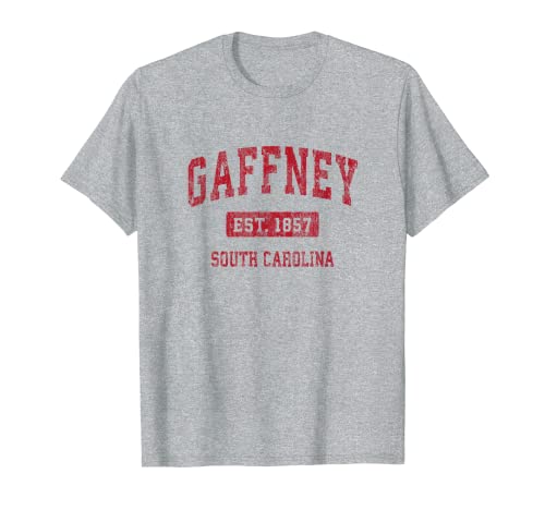 Gaffney South Carolina SC Vintage Diseño Deportivo Rojo Diseño Camiseta
