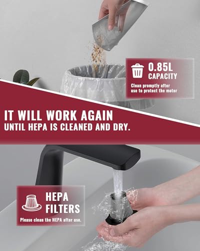 TEMOLA Handheld Vacuum Cleaner, Portable Car Vacuum Cleaner with Brushless Motor, 15000PA High Power Handheld Vacuum, 2-Speed Design Mini Vacuum with LED, Car Accessories for Car Home Cleaning - Image 4