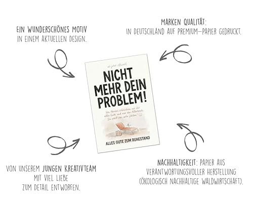 Edition Seidel Premium Glückwunschkarte zum Ruhestand mit Umschlag. Ruhestandskarte Karte Grußkarte Spruch Sprüche Pension Rente freie Zeit Alles Gute Wünsche Kollege Kollegin Mann Frau (R162 SW026)