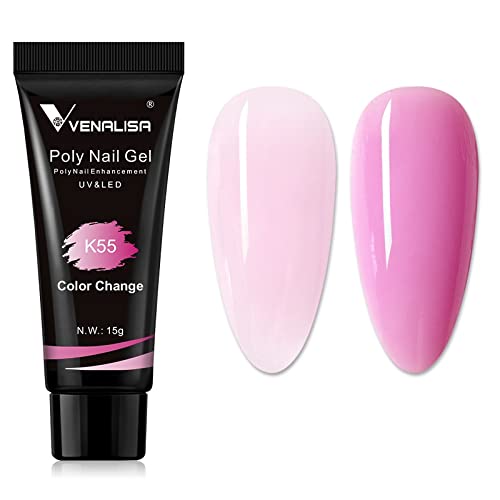 Venalisa Poly Builder Gel - Poly Nail Gel, 15g Acrylic Polish Extension, Transparent Camouflage, Manicure and Pedicure Art (Poly-15g-K55)-image-18