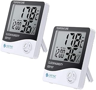 Digital Hygrometer Thermometer,eSynic Popular 2Pcs Indoor Digital Thermometer Hygrometer With Large Clear LCD Display Temperature Humidity Monitoring & Time Record Perfect for Bedroom Office ect