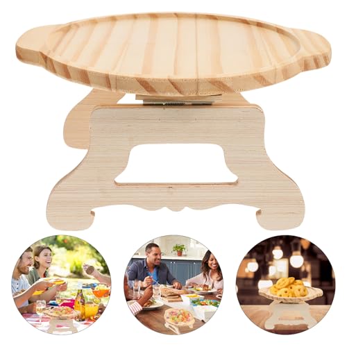 Bandeja Redonda de Bambú SHOWERORO para Brazo de Sofá con Patas Plegables Multifunción 8
