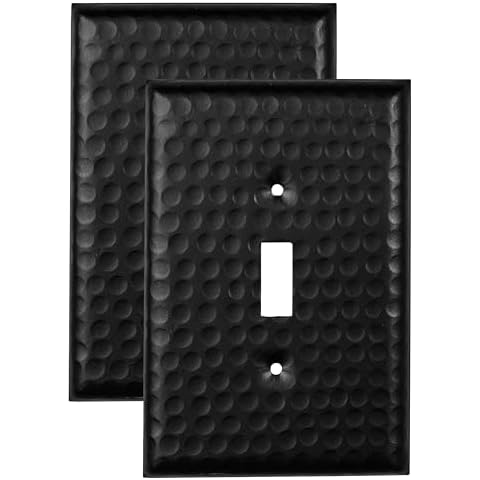 Monarch Abode 19107 Single Switch Hand Hammered Toggle Aluminum Decorative Wall Plate - Switch Plate Outlet Cover - 1-Gang Matte Black Switch Plate Cover - Hammered Black Outlet Cover - (Pack of 2) Cover