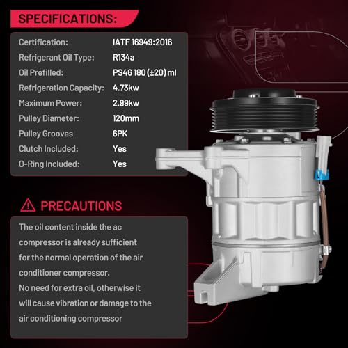 Image of BDFHYK 98565 Air Conditioning A /C Compressor Compatible with Buick Allure 2010 V6 3.0L /3.6L, LaCrosse 2010 V6 3.0L, LaCrosse 10-11 V6 3.6L, Cadillac SRX 10-11, Saab 9-4X 2011