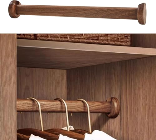Tringle de placard en bois robuste avec supports fixation barre de penderie
