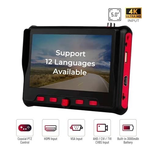 Probador de cámaras CCTV TI-6800ACT con pantalla de 5 pulgadas y compatibilidad multiformato 3