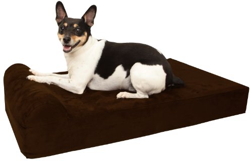Barker Junior - 4" Pillow Top Orthopedic Dog Bed with Headrest for Small Dogs 20-30 Pounds