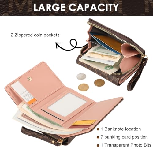 Image of PALAY Wallets for Women PVC Leather Small Bifold Zipper Pocket Coin Purse Multi Card Organizer