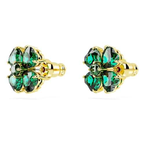 Variante de Swarovski pendientes mujer Trébol verde baño tono oro
