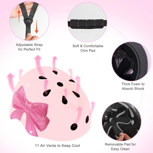 Image of Kids Bike Helmet Adjustable Youth Toddler Helmet with DIY Stickers for Girls Age 3-5-8-14 Years for Bicycle Scooter Skateboard Roller Skating