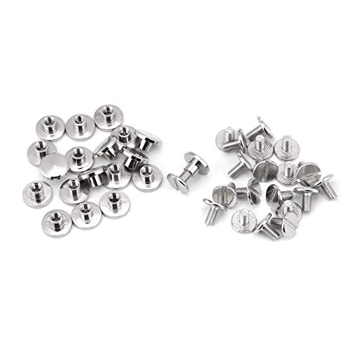 20Pcs Repair Screw Post Fastener Round Flat Head Chicago Screws Buttons Metal Nail Rivet Studs with Slotted Screws for Binding DIY Leather Craft(5mm) - Image 2