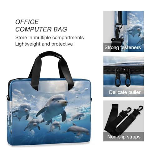 Bolso para laptop ALAZA dolphin ocean 15.7x11.8x3 in miniatura 5