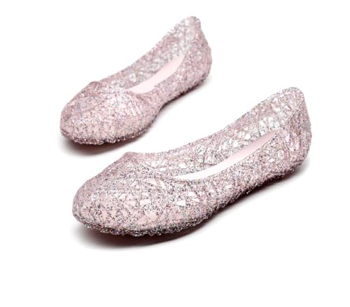 Jelly Mesh Ballet Flats for Women Sparkly Clear Jelly Sandals Hollow Water Slides Slip On House Slippers Wide Lightweight Breathable No Slip Dressy Ballerina Shoes Summer Beach Party Cruise Vacation4