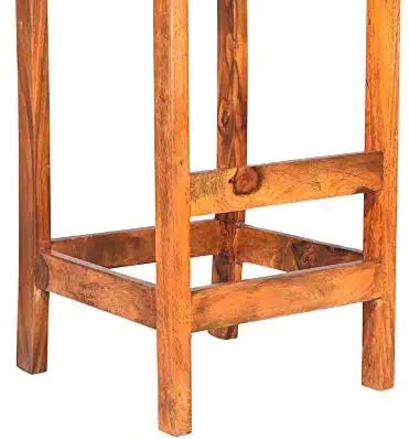 Image of OGESTA Solid Sheesham Wood Bar Chair for Kitchen Island & Breakfast Counter | High Back Wooden Bar Stool with Cushioned Seat | Rustic Walnut Finish | Home Bar & Dining Counter Chair (style 9)