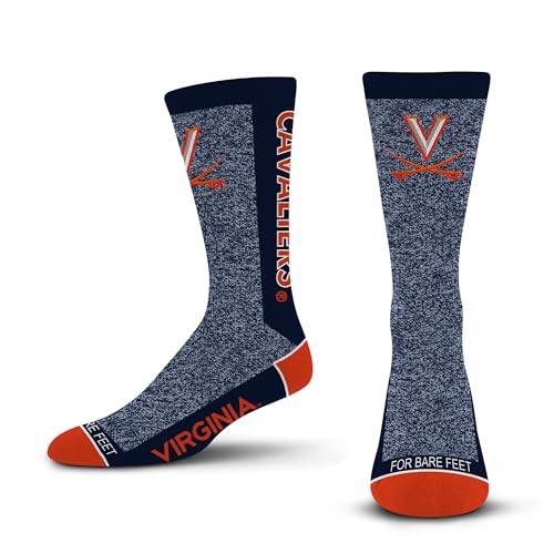 For Bare Feet NCAA VIRGINIA CAVALIERS Marble MVP Crew Sock Team Color LARGE