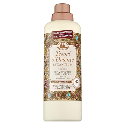 TESORI DORIENTE Weichspüler Byzantium | Für 42 Wäscheladungen | Duft für bis zu 100 Tage mit schwarzer Rose und Labdanum | luxuriöser Weichspüler für weiche Wäsche | 760ml